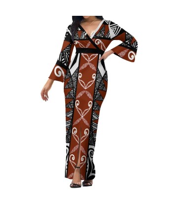 Robe longue col croisé/motif gatu prix pour 