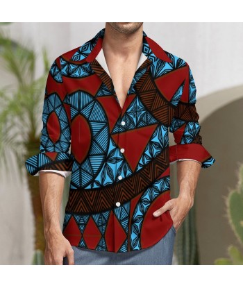 Chemise bleu matatoa imprimé gatu la livraison gratuite