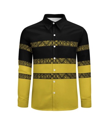 Chemise bicolore noir/jaune imprimé tapa livraison gratuite