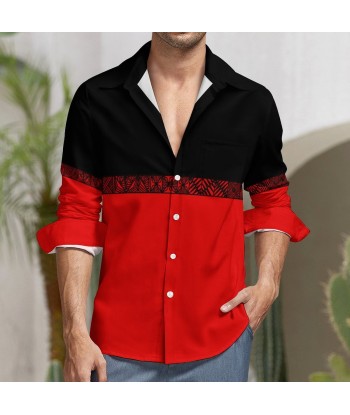 Chemise bicolore noir/rouge imprimé tapa la livraison gratuite