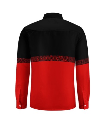 Chemise bicolore noir/rouge imprimé tapa la livraison gratuite