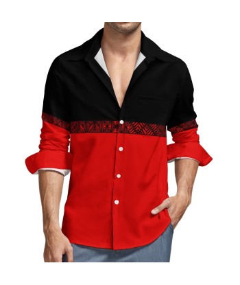 Chemise bicolore noir/rouge imprimé tapa la livraison gratuite