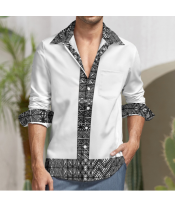 Chemise Atalika blanc imprimé tapa JUSQU'A -70%! 