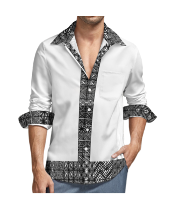 Chemise Atalika blanc imprimé tapa JUSQU'A -70%! 