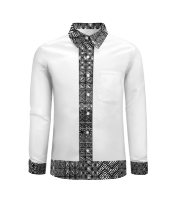 Chemise Atalika blanc imprimé tapa JUSQU'A -70%! 