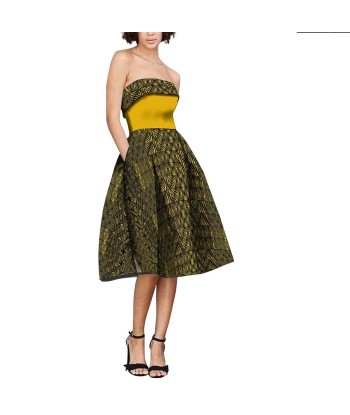 Robe cocktail Ana tapa jaune brillant des détails fins