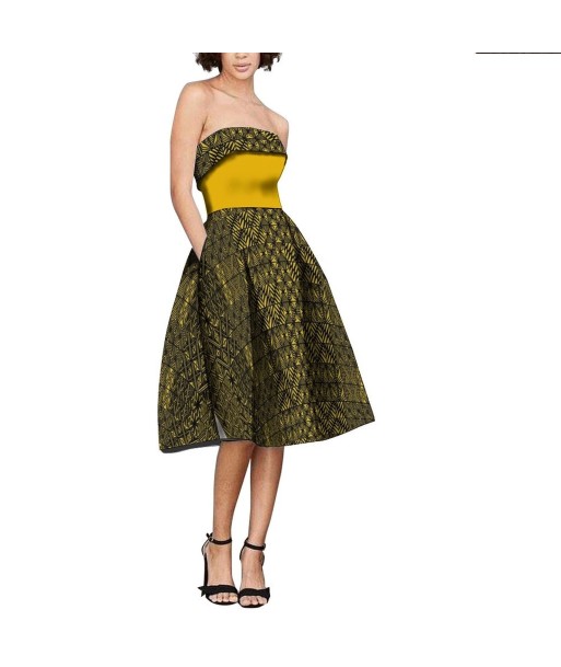 Robe cocktail Ana tapa jaune brillant des détails fins