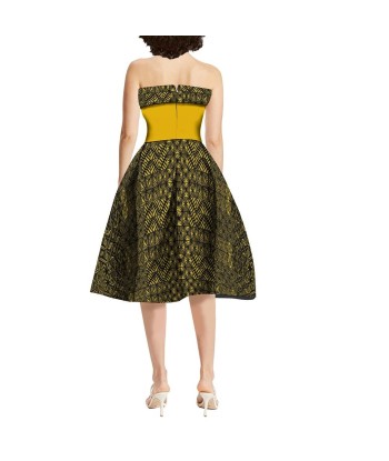 Robe cocktail Ana tapa jaune brillant des détails fins