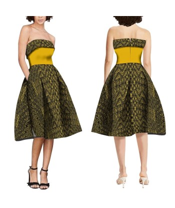 Robe cocktail Ana tapa jaune brillant des détails fins