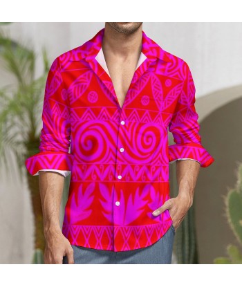 Chemise Aloisio blanc imprimé rouge fluo shop