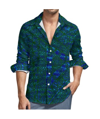 Chemise Aloisio blanc imprimé vert/bleu pas cher chine