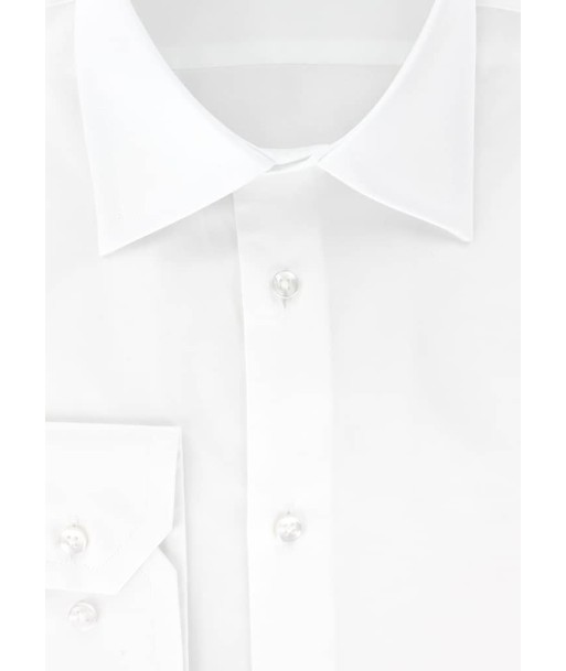 Chemise en satin de coton blanc col français ou a consommer sur place