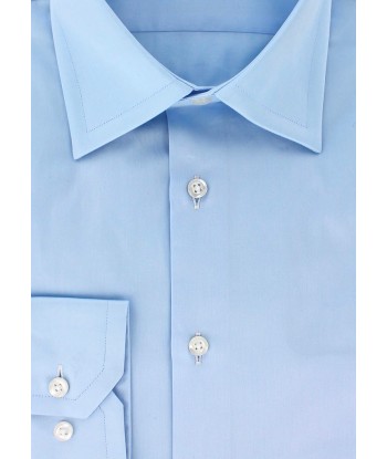 Chemise en satin de coton bleu ciel col français online