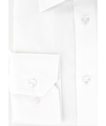 Chemise en satin de coton blanc col français ou a consommer sur place