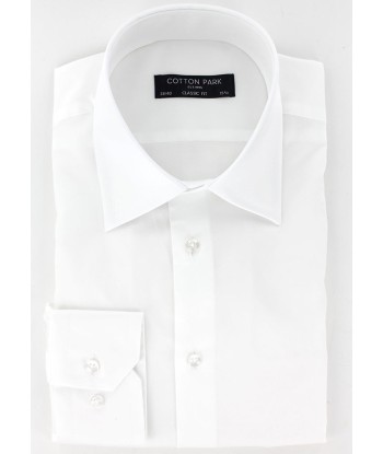 Chemise en satin de coton blanc col français ou a consommer sur place