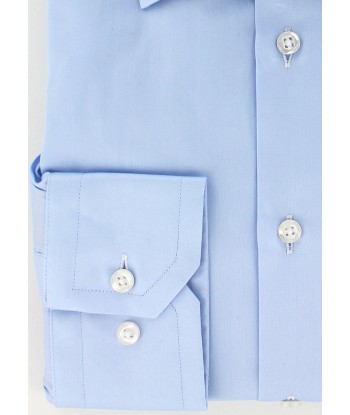 Chemise en satin de coton bleu ciel col français online