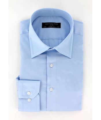 Chemise en satin de coton bleu ciel col français online