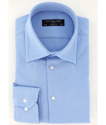 Chemise natté bleu ciel col français les ctes