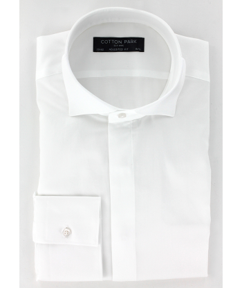 Chemise cintrée col cassé blanche gorge cachée store