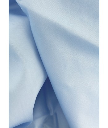 Chemise en satin de coton bleu ciel col français poignets mousquetaires france