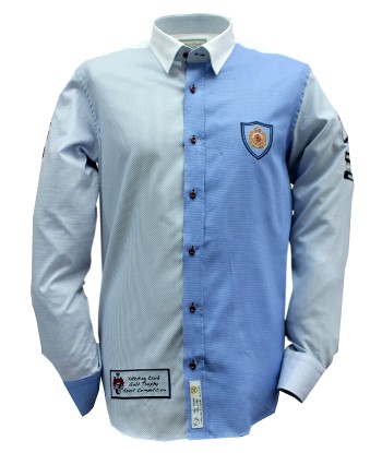 Chemise sport chic bleu brodée online