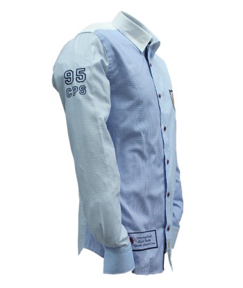 Chemise sport chic multi bleu ciel brodée store