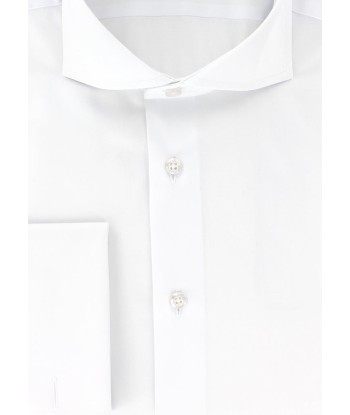 Chemise cintrée blanche col italien poignets mousquetaires Découvrez la collection