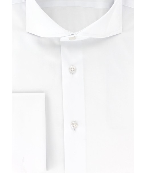 Chemise cintrée blanche col italien poignets mousquetaires Découvrez la collection