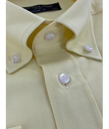 Chemise classique col bouton oxford jaune Amélioration de cerveau avec