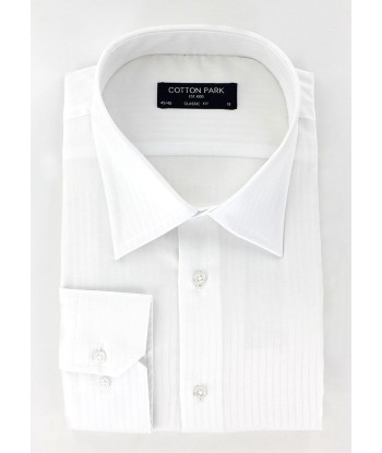 Chemise col français blanche à rayures ton sur ton En savoir plus