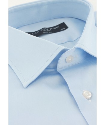 Chemise cintrée en satin de coton bleu ciel Paris Déstockage Promo