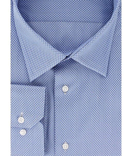 Chemise col français bleu ciel à motifs tangram pas cher