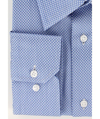 Chemise col français bleu ciel à motifs tangram pas cher