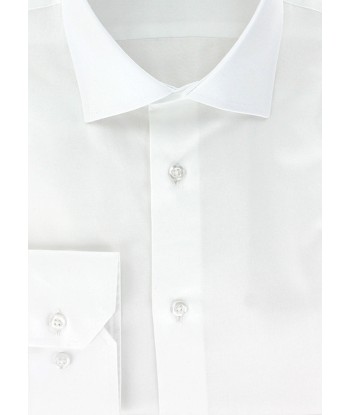 Chemise classique en satin de coton blanc col italien shop