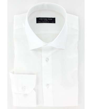 Chemise classique en satin de coton blanc col italien shop