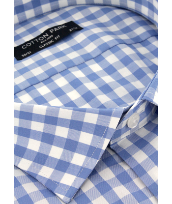 Chemise classique vichy bleu la livraison gratuite