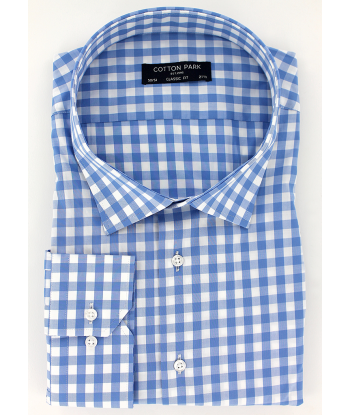 Chemise classique vichy bleu la livraison gratuite