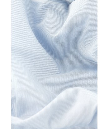 Chemise en piqué de coton bleu ciel col et poignets mousquetaires blancs france