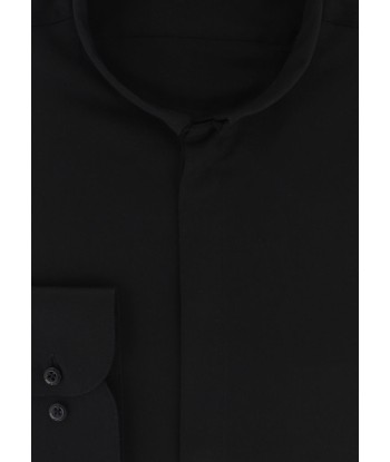 Chemise noire coupe cintrée col inversé Fin de série