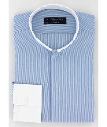 Chemise coupe cintrée rayures bleu col inversé blanc en ligne