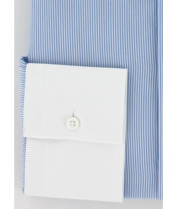 Chemise coupe cintrée rayures bleu col inversé blanc en ligne