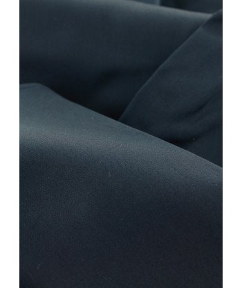 Chemise satin bleu marine col droit ouvert de votre