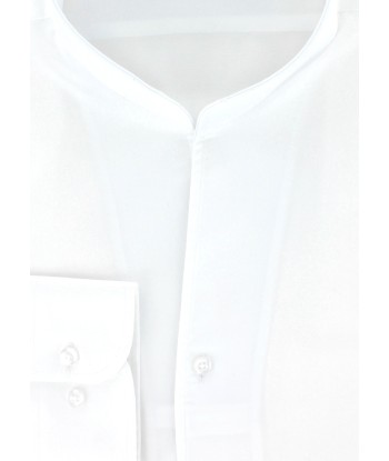 Chemise satin blanc col droit ouvert votre