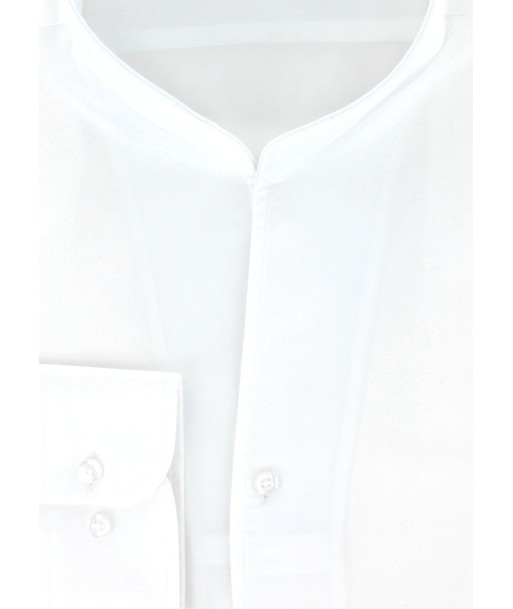 Chemise satin blanc col droit ouvert votre