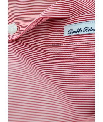 Chemise double retors col blanc à fines rayures rouges en ligne