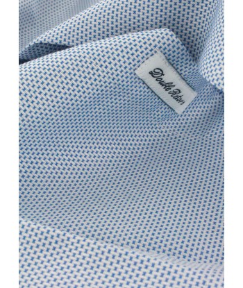 Chemise double retors col blanc à motifs bleu ciel de France