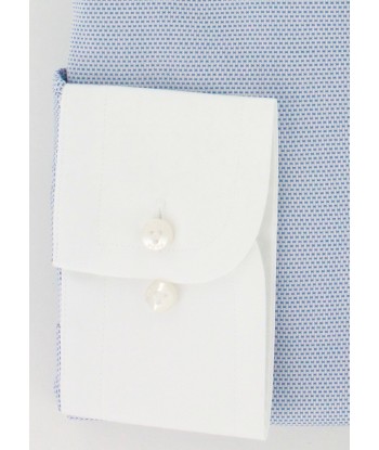 Chemise double retors col blanc à motifs bleu ciel de France