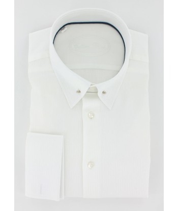 Chemise col anglais rayures blanches ton sur ton double retors shop