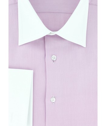 Chemise en twill parme col et poignets mousquetaires blancs chez Cornerstreet bien 