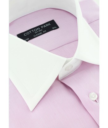 Chemise en twill parme col et poignets mousquetaires blancs chez Cornerstreet bien 